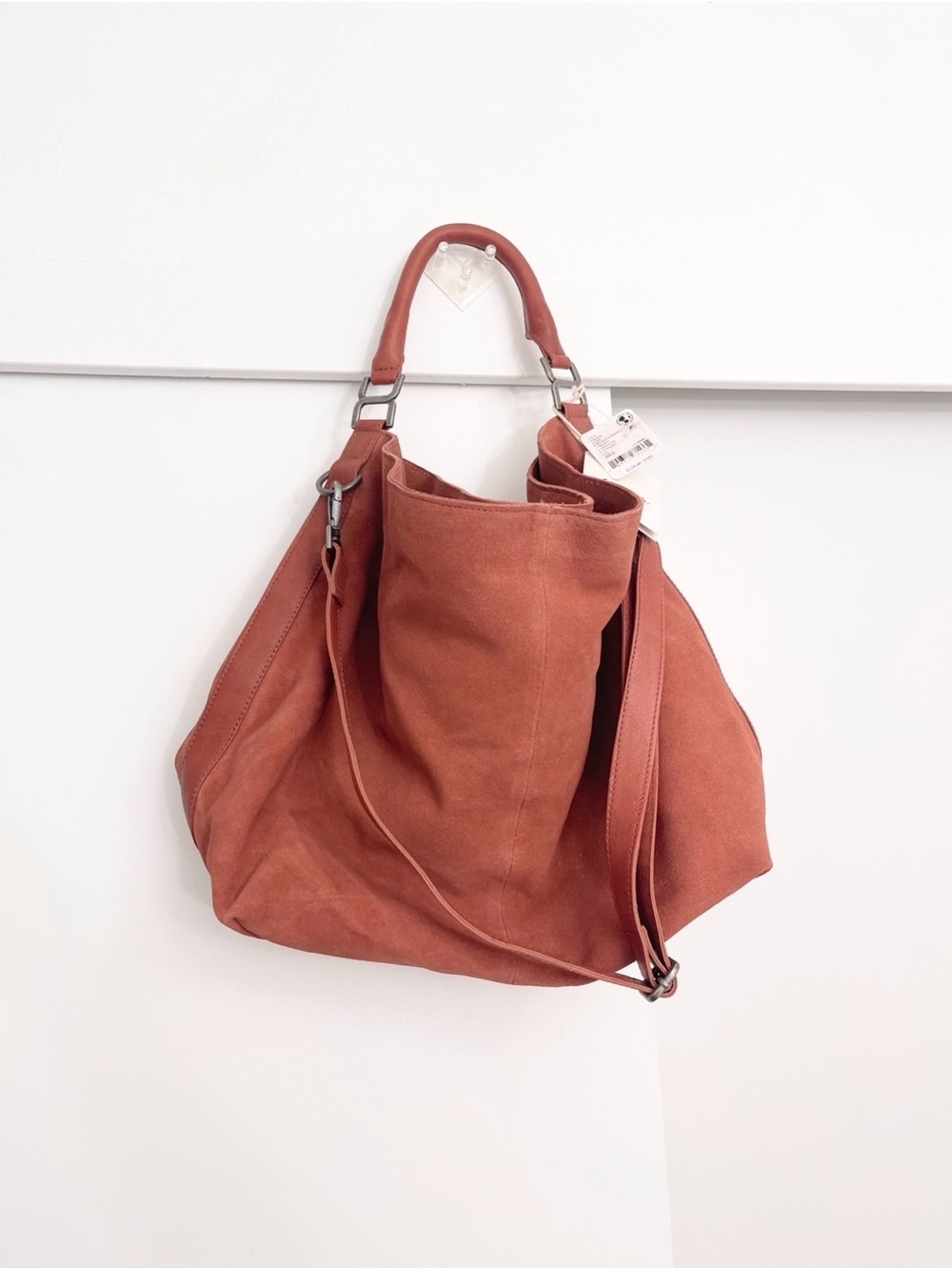 NWT Free People Suzie Suede 100% Cow Leather Slouchy Tote CrossBody Shoulder Bag